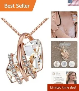 Authentic Wish Stone Pendant Necklace with Birthstone Crystal, 18K Rose Gold Plated/Sil...