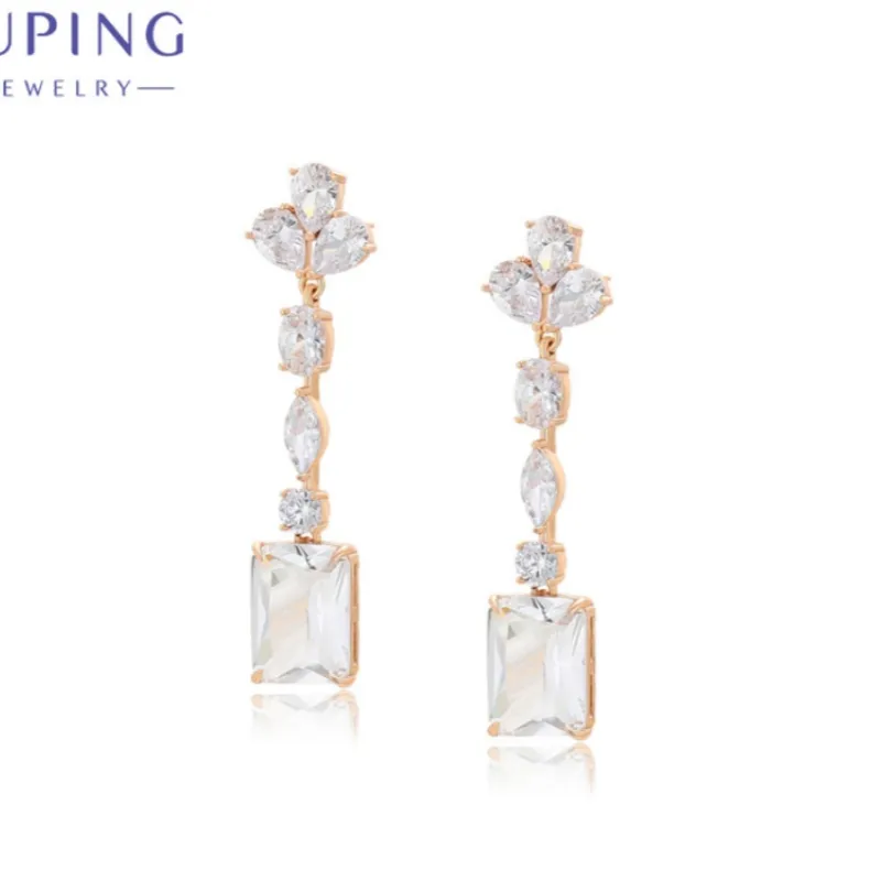 Authentic Xuping Jewelry Zirconia Gold Color Piering Hang Sag Earring for Women Schoolgirl Christmas Party Wish Gifts X000762385