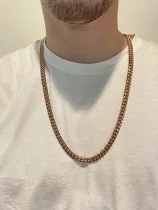 Authentic 8mm Mens Miami Cuban Link Necklace 14k Rose Gold Plated Real Chain
