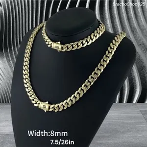 Authentic The Golden Dual Concordance: Miami Cuban Chain and Bracelet Set in 14K Gold-Plate