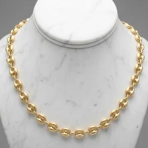 Authentic 14K Yellow Gold Plated 925 Sterling Silver 8mm Mariner Anchor Chain Necklace