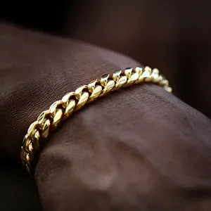 Authentic 6MM Men Miami Cuban Link Bracelet 18k Gold Plated Solid 8mm-14mm