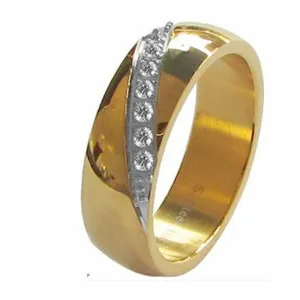 Authentic 14k Gold Plated CZ 8mm Men's Wedding Bands Rings