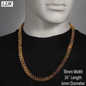 Authentic Solid Cuban Link Chain 6mm, 8mm & 10mm 24" 14K Gold Plated Hip Hop Men