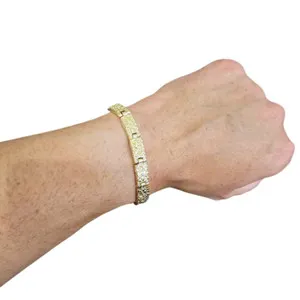 Authentic Mens Nugget Bracelet 14k Gold Plated 8mm 15mm 24mm 8 inch Hip Hop