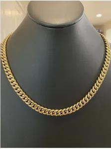Authentic 8mm Real Miami Cuban Link Chain 14k Gold Plated Mens Necklace Choker