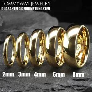Authentic Tungsten Carbide 14K Gold Plated Polished Plain Wedding Band Ring Comfort Fit