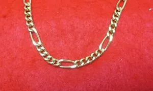 Authentic 24" 14KT GOLD PLATED 8MM FIGARO 3/1 CHAIN NECKLACE