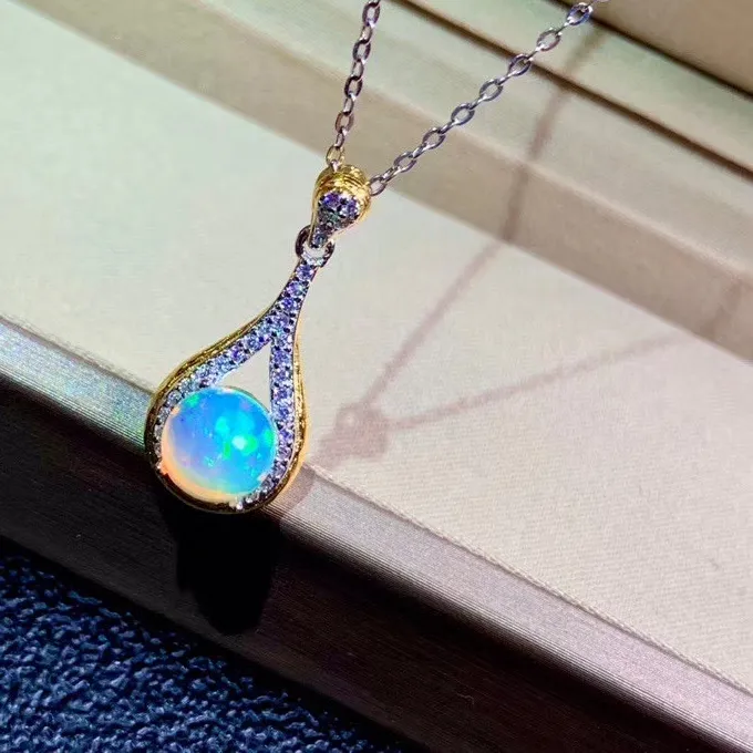 Authentic Opal's Whisper: A 6mm Natural Opal Pendant for Inner Wisdom