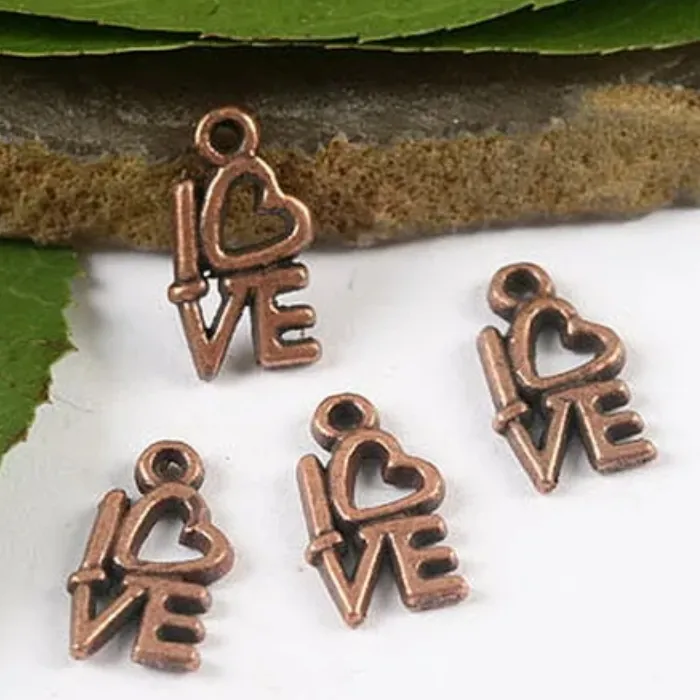 Authentic Heart of Devotion: 50 Copper-Toned Heart Charms for Unwavering Love