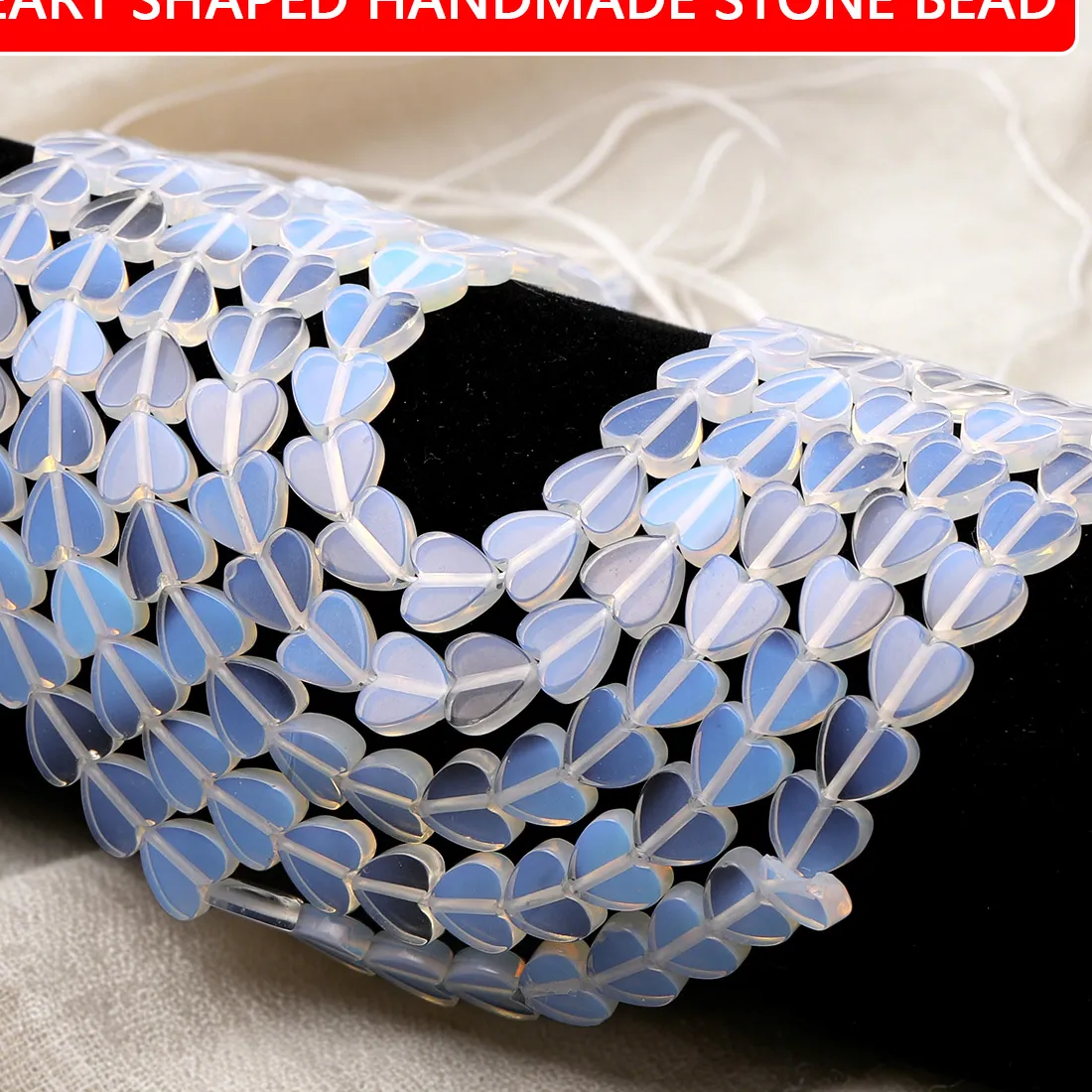 Authentic Heart of Abundance: 25pcs 8mm Transparent Heart-Shaped Natural Stone Spacers
