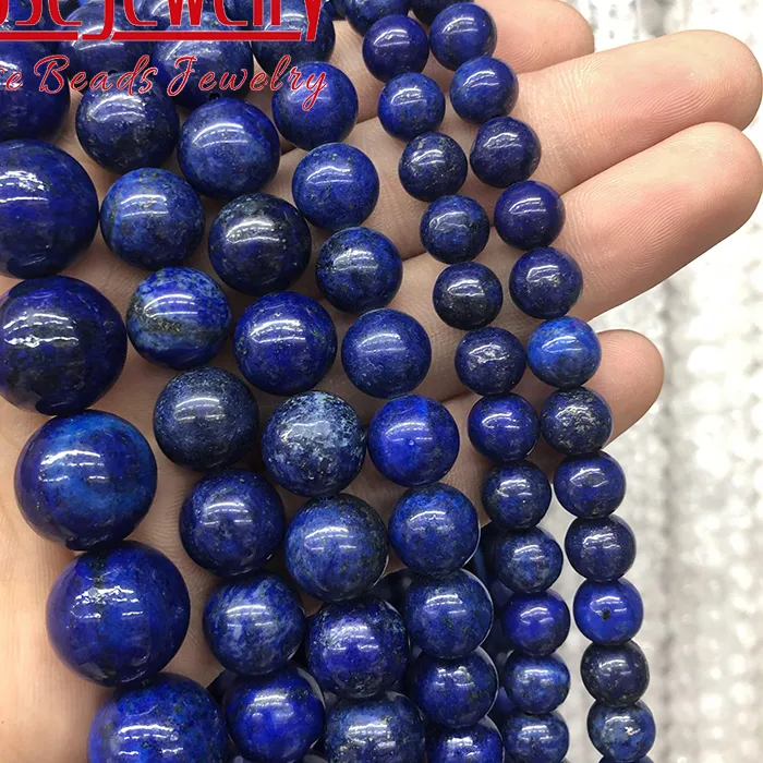 Authentic Natural Lapis Lazuli Stone Beads Round Loose Beads 15" Strand 4 6 8 10 12 14 mm Pick Size For Jewelry Making DIY Charms Bracelet
