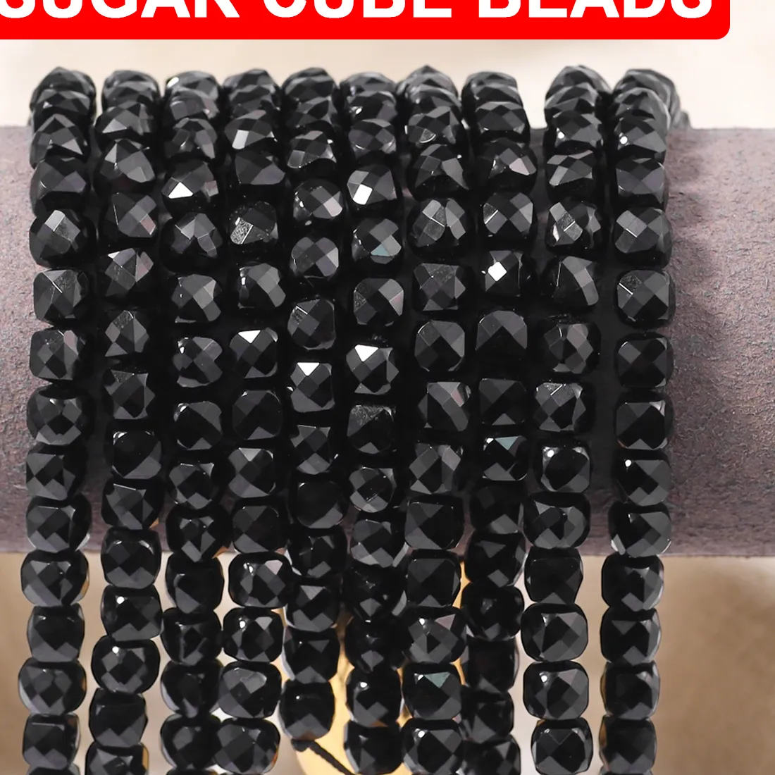 Authentic Obsidian Earth - Sacred 8mm Black Agate Square Beads for Master Talismans