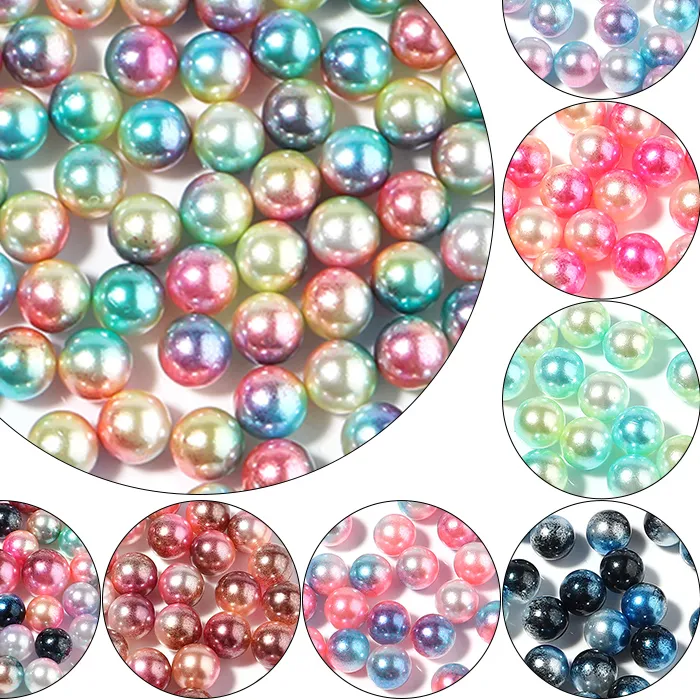 Authentic 50-1000pcs/Lot 9 Colors No Hole Gradient Mermaid Imitation Pearls Beads Plastic Spacer Bead For DIY Jewelry Making Accessories