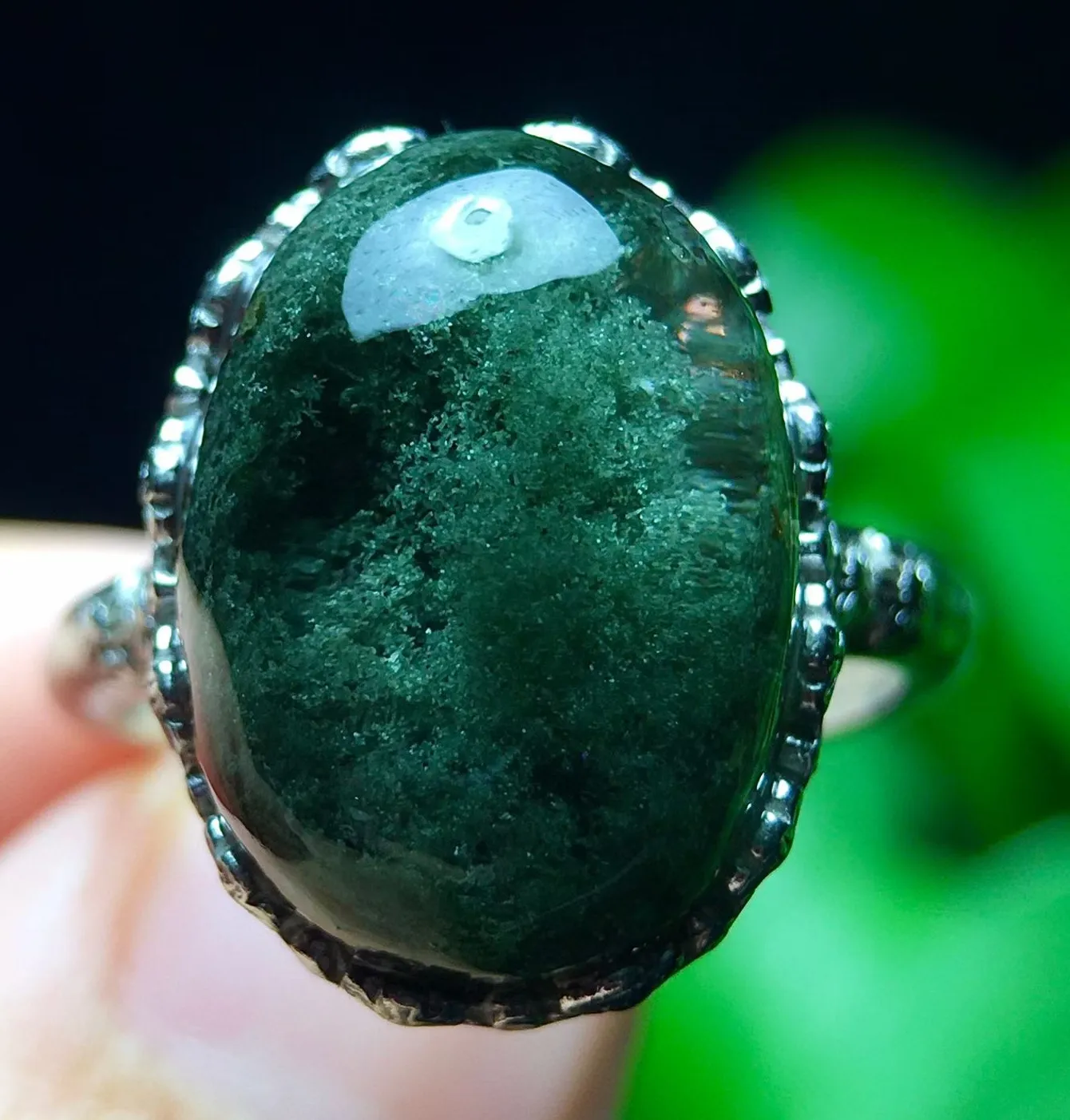 Authentic The Verdant Phantom Oracle - Sacred Green Phantom Quartz & 925 Silver Talisman Ring
