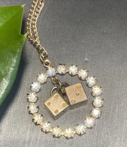 Authentic Roll the Dice for Fortune: Rose Gold Plated Crystal Circle Charm Necklace