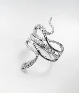 Authentic The Serpent Whispers 18kt White Gold Plated Cubic Zirconia Ring