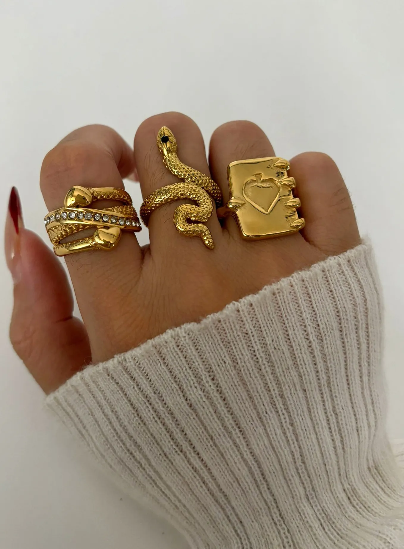 Authentic Peri'sBox Waterproof 18K Gold Plated Heart Magic Book Finger Rings for Women Vintage Spiral Serpent Ring Unique Designer Jewelry