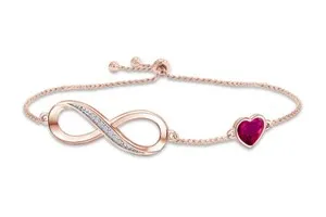 Authentic Heart of the Radiant Flame: 14K Gold‑Plated Ruby Heart Charm Bracelet
