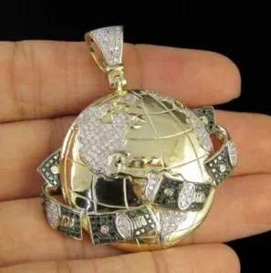 Authentic The Celestial Meridian Men's Globe Pendant in 14K Gold Plate