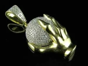 Authentic 2Ct Round Cut Diamond Globe Hand World Pendant 14K Yellow Gold Plated Free Chain
