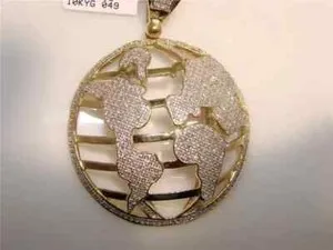Authentic The Sacred Globe - Men's 14K Gold-Plated Diamond Charm Pendant