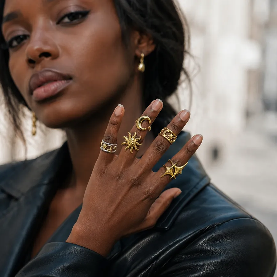Authentic Celestial Alignment Star and Moon Talisman Ring