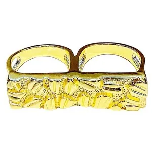 Authentic The Sovereign Nugget Dual-Finger Talisman in 14 Karat Gold Plate