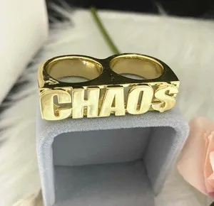 Authentic 2.8Ct Round Men's Customize 2 Finger Ring 14K Yellow Gold Plated