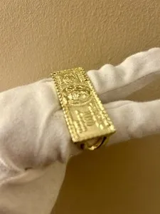 Authentic 14k Yellow Gold Plated One Hundred Dollar 2 Finger Ring - Size 10