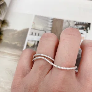 Authentic The Tides of Grace Two Finger Ring in 14K White Gold Finish