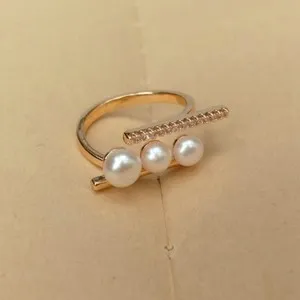 Authentic Mystic Pearl's Divine Embrace - The Golden-Plated Adjustable Pearl Ring