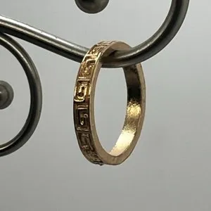 Authentic Gold Plated Greek Key Band Ring Size 8 Toe Finger