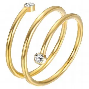 Authentic Gold Rush Rings #87447-0 18K Gold Plated Spiral Finger Ring w/ CZ