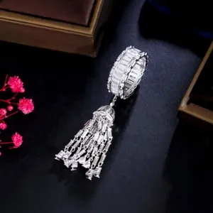 Authentic Mystic Crystal Tassel Ring - White Gold Plated Protection and Fortune
