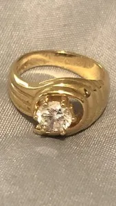 Authentic Gold Plated Ring With Diamond Fits Pinky Finger