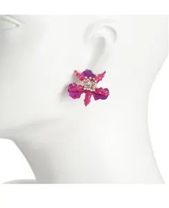 Authentic Awaken with the Vibrant Essence of the BETSEY JOHNSON GOLD PLATED ORCHID EARRINGS