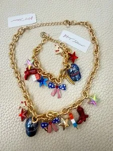 Authentic Elegance & Protection in Harmony: Americana Charm Necklace & Bracelet Set