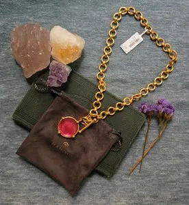 Authentic NWT - Julie Vos- Honeybee *DEMI* Necklace in Tourmaline Pink- 24K Gold-plated