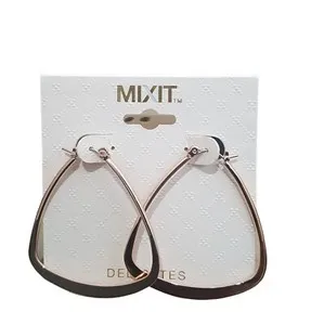 Authentic MIXIT Women's Rose Gold Plated Triangle Trendy Hoop Pierced Earrings NWT