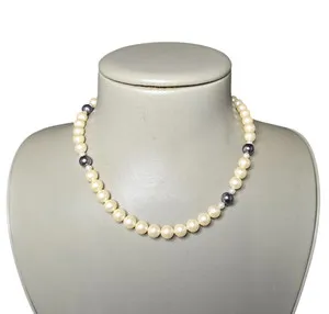 Authentic Vintage Monet Jana Short Faux Pearl White & Gray Gold Plated Necklace NWT