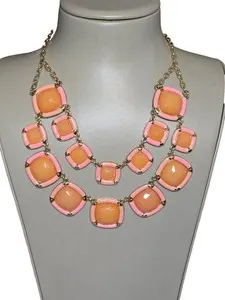 Authentic Susan Graver Women's Gold Plated Peach, Pink Statement Necklace NWT