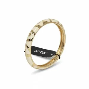 Authentic APT.9 Women's Gold Plated Beige Enamel Hinged Bangle Bracelet NWT MSRP $24