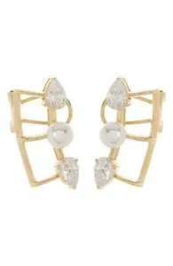 Authentic Celestial Resonance Melody Ear Cuffs - 18K Gold Radiance and Ethereal Pearl Harmonies