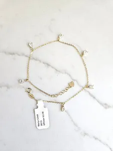 Authentic Celestial Teardrop Luminescence Anklet - Sacred Gold-Plated Guardian of Fluid Grace