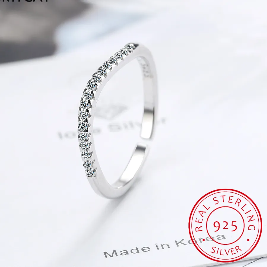 Authentic 925 Sterling Silver Classic Sparkling Zircon Wedding Engagement Band Promise Bridal Ring Anillos For Women Fine Jewelry