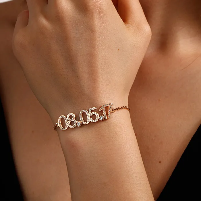 Authentic Nextvance Personalized Sparking Custom Date Bracelet For Women Men Zircon Wrist Chain Jewelry Christmas Gifts