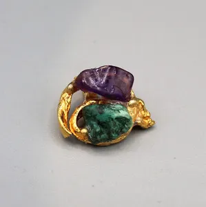 Authentic Molten Aurora: Gold‑Plated Amethyst & Turquoise Talisman