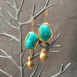 Authentic Turquoise Oracle's Whisper: Freeform Shape Dangle Earrings for Spiritual Connection