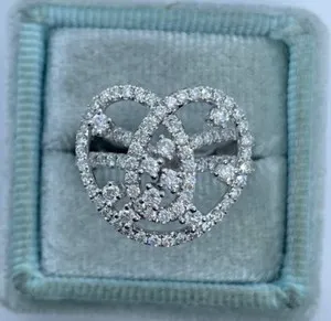 Authentic The Eternal Radiance Freeform Heart Moissanite Ring in Radiant 14K White Gold Finish